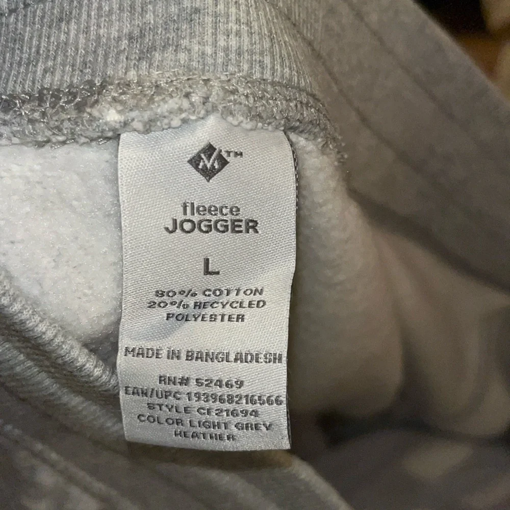 Sweatpants Gray Cotton Joggers Fleece Lined Mens Large